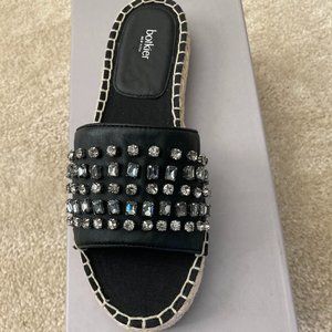 NIB Botkier Julie Black Crystal Slide Sandals 8.5